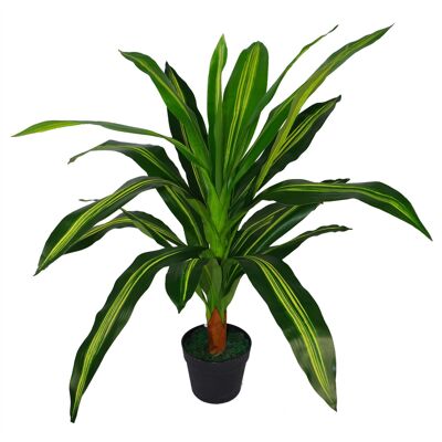 Künstliche Dracaena-Pflanze, schwarzer Topf, 90 cm
