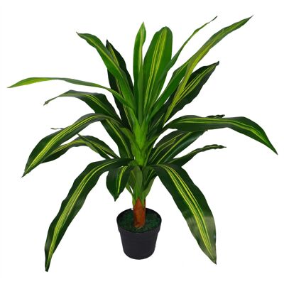 Planta Dracaena Artificial Maceta Negra 90cm Variegated