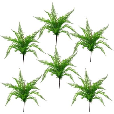 Plante de fougère artificielle 60 cm, lot de 6 plantes touffues en bois Dixie
