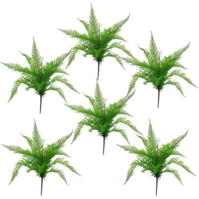 Planta de helecho artificial de 60 cm, paquete de 6 plantas de helecho de madera Bushy Dixie