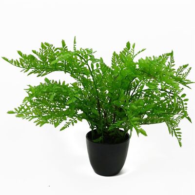 Plante de fougère artificielle réaliste, 30cm, fougère des bois, Pot de plante noir