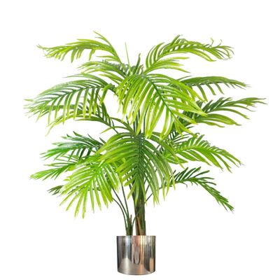Künstliche Palme, 130 cm, Areca-Palme, Silber, Pflanzgefäß, 130 cm, 4 Fuß+