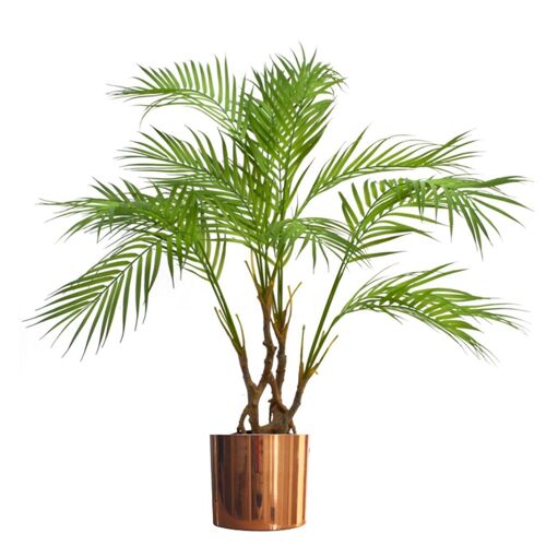 Artificial Palm Tree Areca 90cm Copper Planter Leaf