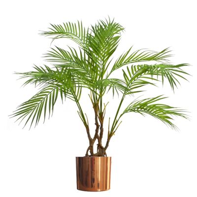 Palmier artificiel Areca 90 cm Feuille de jardinière en cuivre