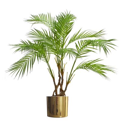 Palmier artificiel Areca 90 cm feuille de jardinière dorée