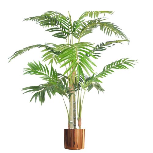 Artificial Palm Tree Areca Copper Planter 120cm 4ft