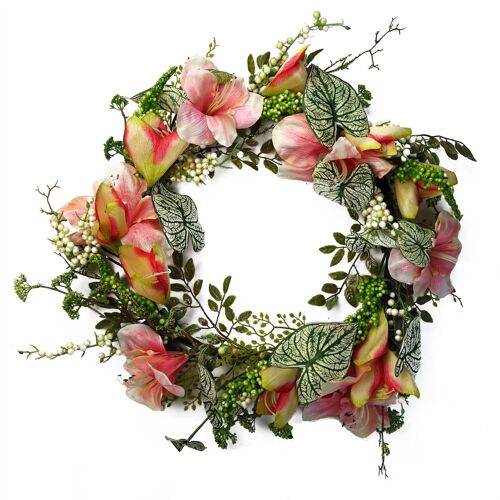 Artificial Pink Lily Wreath