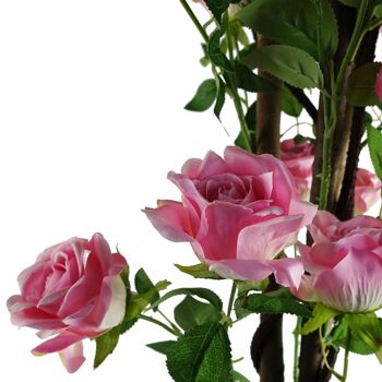 Grand rosier rose artificiel 2