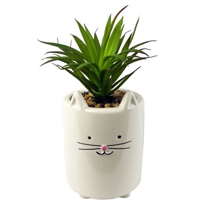 Fioriera per gatti in ceramica Animali Gatto Verde Succulente 24 cm