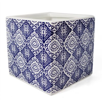 Vaso per piante con stampa di fioriera cubica in ceramica Blue Eye