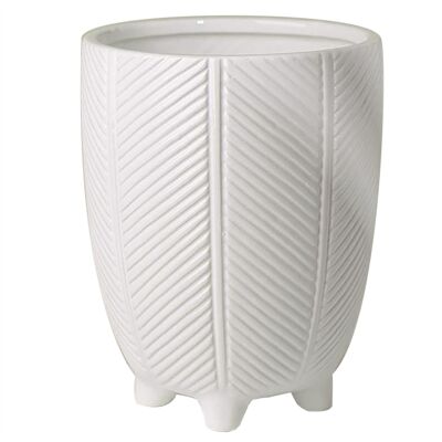 Vaso per piante in ceramica, piedi bianchi, 15 x 15 x 18.5cm