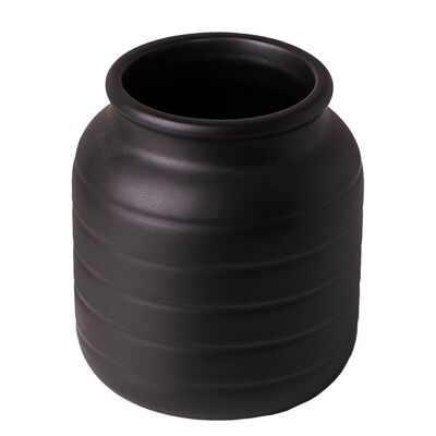 Macetero de cerámica para plantas, macetero negro, 13 x 13 x 14 cm