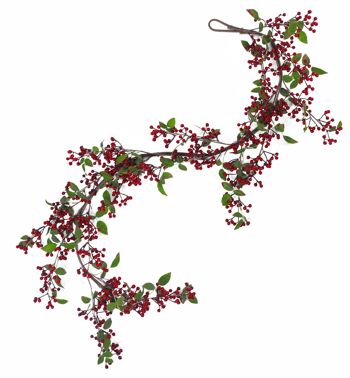 Guirlande florale de fruits rouges au look de Noël, 150 cm 1