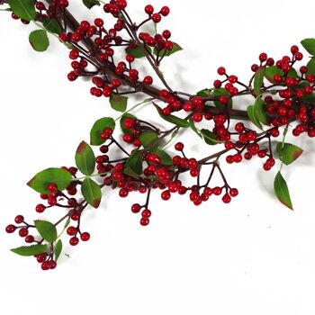 Guirlande florale de fruits rouges au look de Noël, 150 cm 3