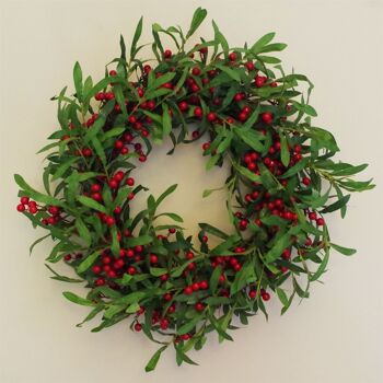 Couronne de fleurs de gui de Noël aux fruits rouges, 60 cm, 24 pouces 5