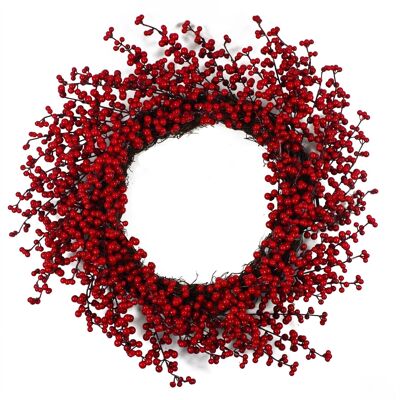 Corona navideña de floristería de frutos rojos 60 cm 24 "Lujo