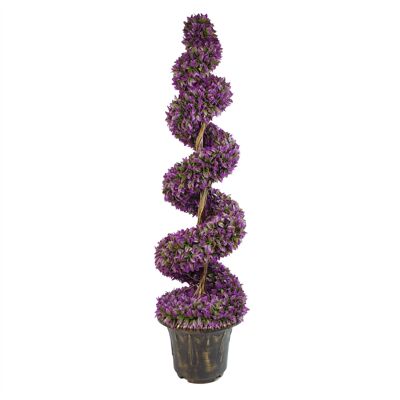 120 cm große violette Blattspirale mit dekorativem Übertopf