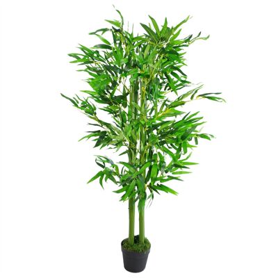 Árbol de planta de bambú artificial 120 cm hoja gruesa verde