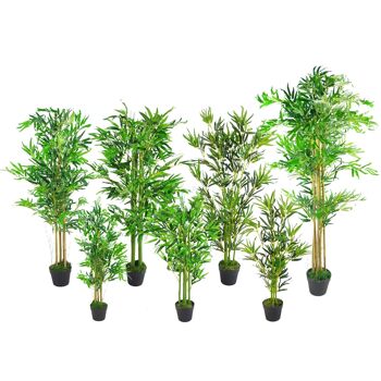 Plantes de bambou artificielles, arbres verts, vraies cannes en bambou de 120cm 2