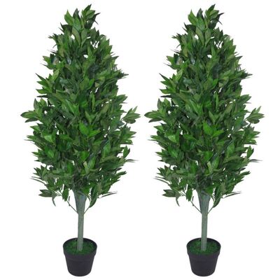 Artificial Bay Tree Pair Topiary Laurel Trees Cone 120cm