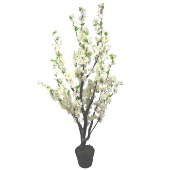 Arbre à fleurs artificielles 120 cm, fleur de cerisier blanc 1
