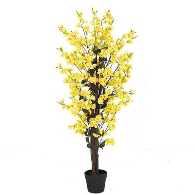 Albero in fiore artificiale giallo oro 120 cm