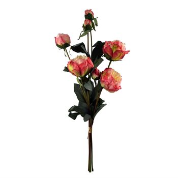 Feuille 85 cm Vase en verre géométrique pivoine rose et fleurs artificielles de baies 2