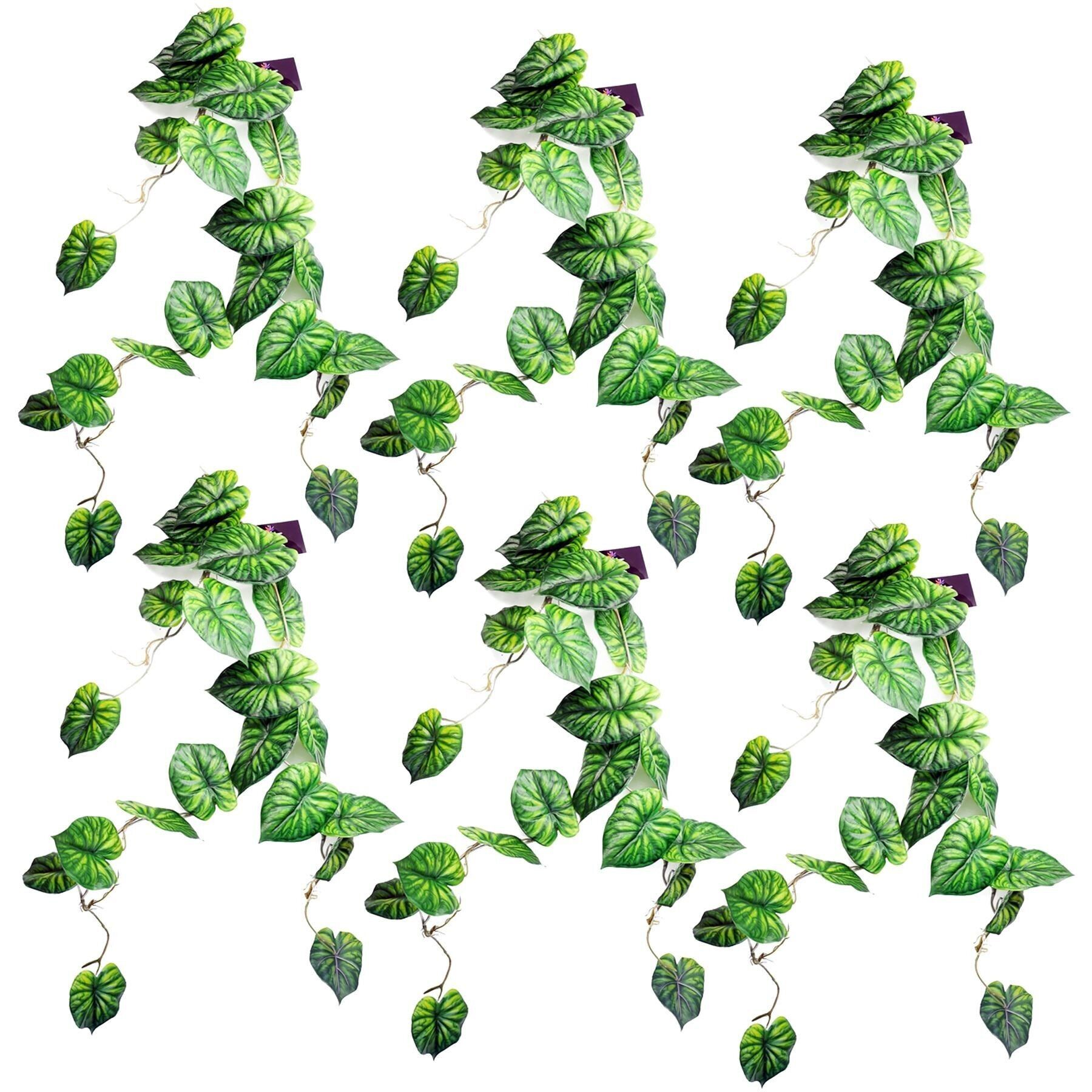 Planta Colgante Artificial Hoja Alocasia Pack x 6
