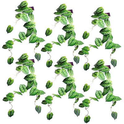 Feuille de plante artificielle suspendue Alocasia Pack x 6