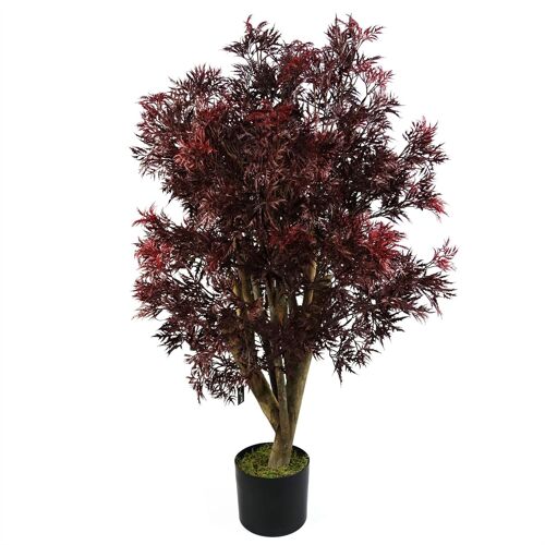 Leaf Design 120cm Red Aralia Tree Artificial UV Resistant Outdoor