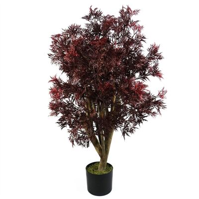 Foglia design 120 cm rosso Aralia albero artificiale resistente ai raggi UV per esterni