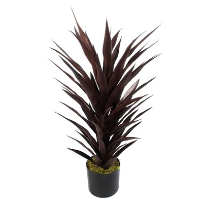 Leaf Design Planta de yuca artificial de color rojo oscuro de 85 cm