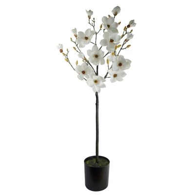 Albero artificiale di magnolia bianco in vaso