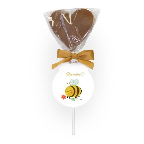Milk Chocolate Heart Lollipop - Bee Mine