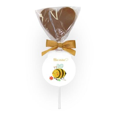 Milk Chocolate Heart Lollipop - Bee Mine