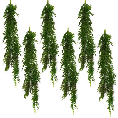 Pianta di felce artificiale sospesa, confezione da 6 piante di felce con perle da 100 cm