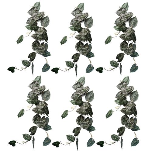Artificial Hanging Plant Alocasia Dragon Scale Dark Pack x 6