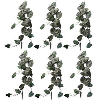 Artificial Hanging Plant Alocasia Dragon Scale Dark Pack x 6
