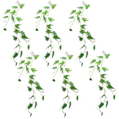 Planta colgante artificial Philodendron Paquete de plantas pequeñas x 6