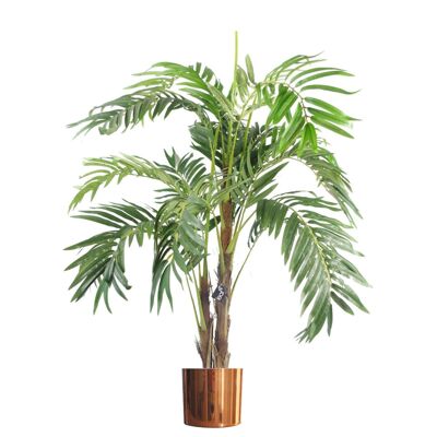 Künstliche Palme, 120 cm, Luxus-Pflanzgefäß aus Kupfer