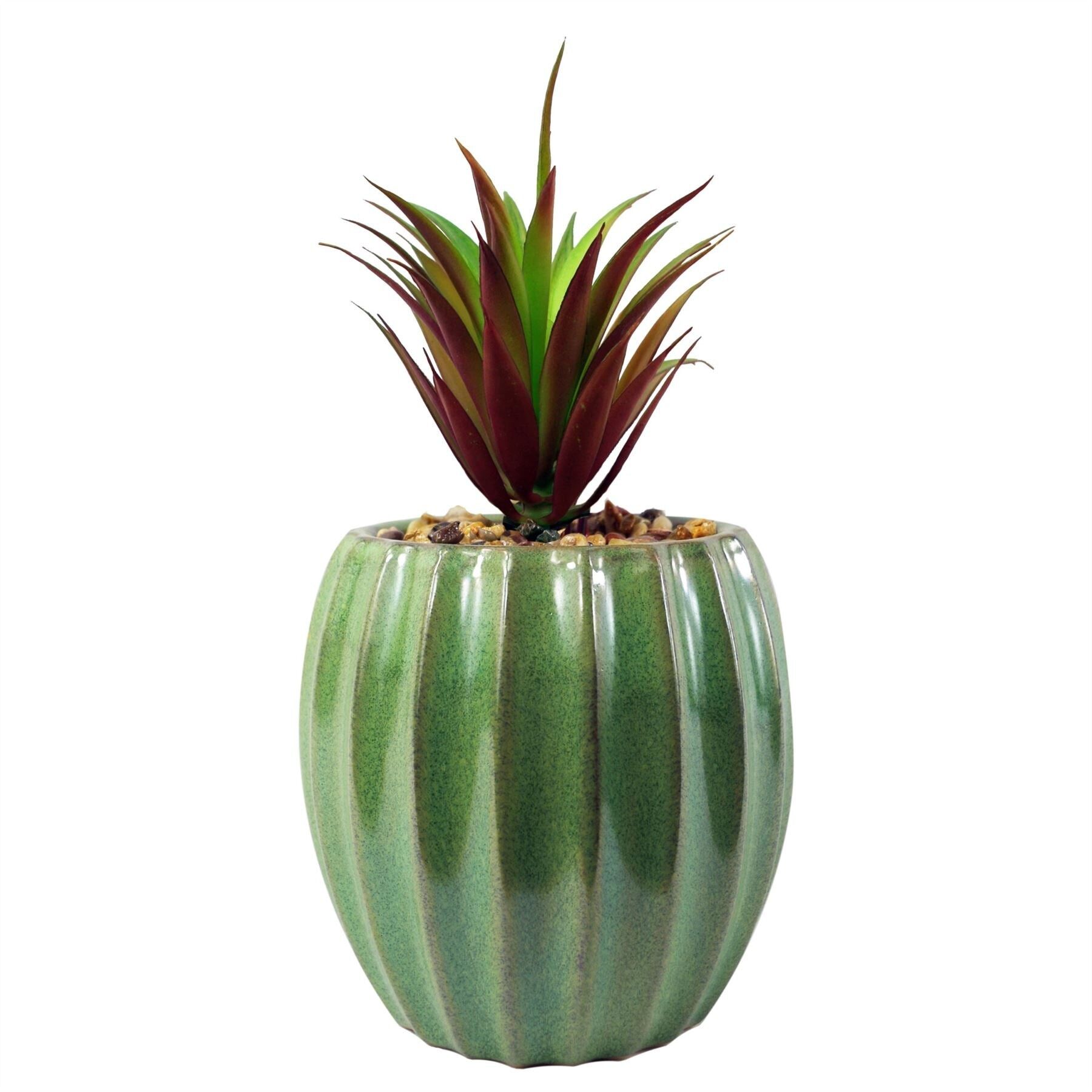 Plante artificielle jardinière en céramique Pot vert bureau Dracaena rouge 20cm