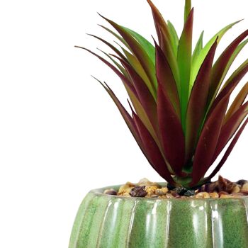 Plante artificielle jardinière en céramique Pot vert bureau Dracaena rouge 20cm 3