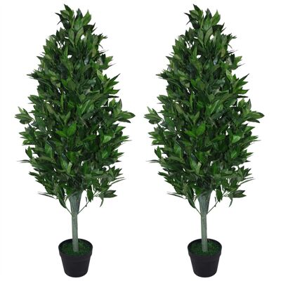 Topiaria artificiale Alloro Piramide Cono Extra COPPIA Tronco da 120 cm