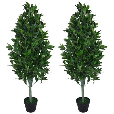 Artificial Topiary Bay Tree Pyramid Cone Extra PAIR 120cm Trunk
