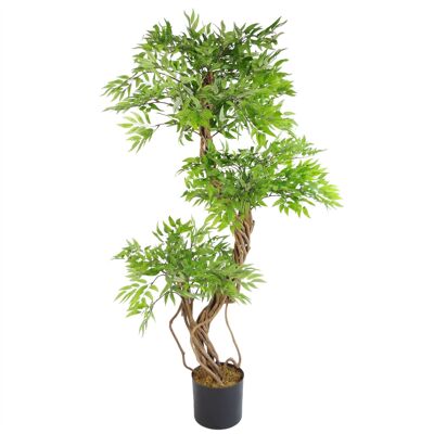 Künstlicher Baum, japanischer Fruticosa-Ficus-Baum, Kunststofftopf, 140 cm