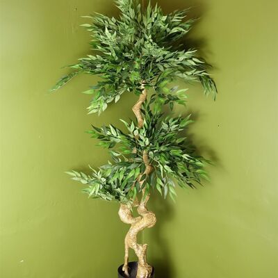 Künstlicher Baum, japanischer Fruticosa-Ficusbaum, Kunststofftopf, 160 cm