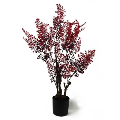 Künstliche Baumpflanze, herbstliche rote Farnbaumpflanze, 70 cm
