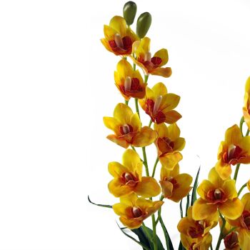 Orchidée jaune artificielle, fleurs rose foncé, 90 cm. 4