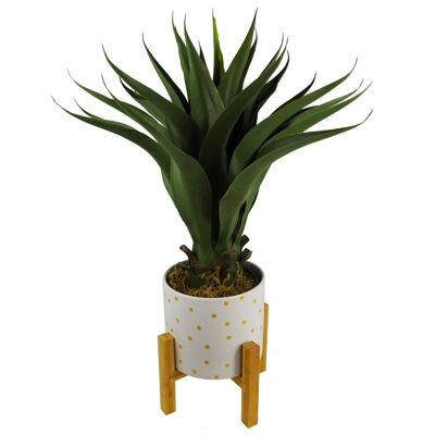 Fioriera in ceramica con pianta artificiale di Yucca e 60 cm
