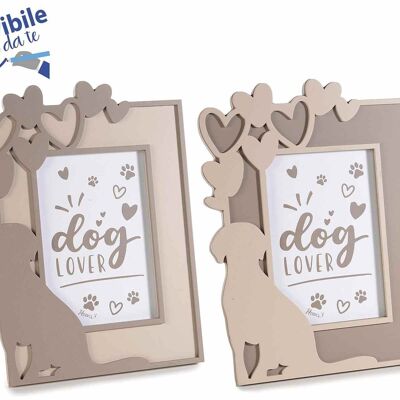 Wooden photo holder with "Pretty Dog" decoration to stand on 14zero3